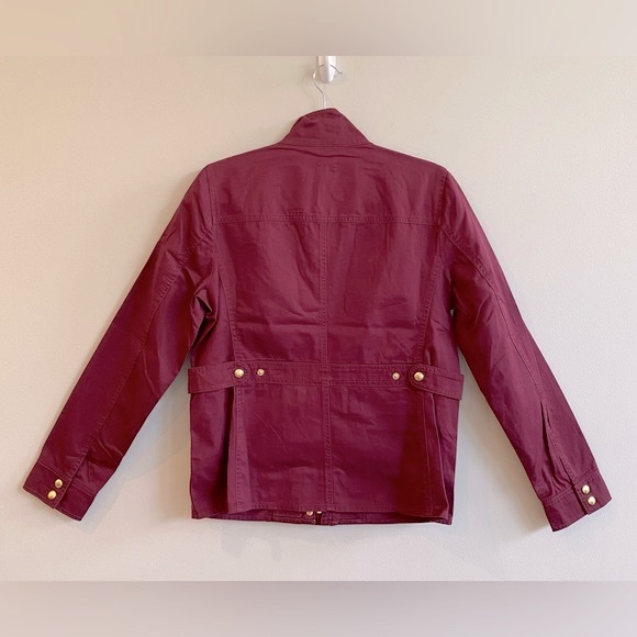 J. Crew Resin-Coated Twill Field Jacket Vintage Burgundy Size M NWT - Picture 5 of 16
